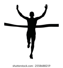 Runner Silhouette Front. A minimalist silhouette of a runner crossing the finish line