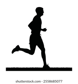 Runner Silhouette Front. A silhouette of a runner pausing mid-track, facing forward