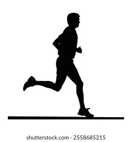 Runner Silhouette Front. A silhouette of a runner pausing mid-track, facing forward with one leg slightly forward