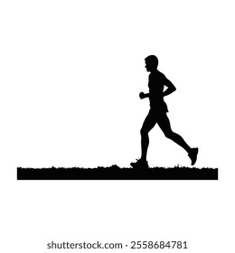 Runner Silhouette Front. A silhouette of a solo runner in nature