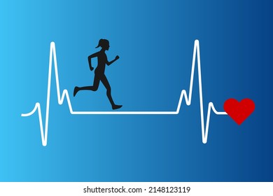 Runner Silhouette Heartbeat Like Pulse On Stock Vector (Royalty Free ...