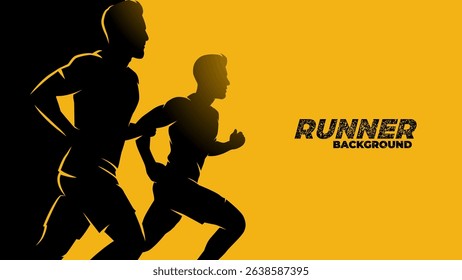 Runner silhouette illustration background vector, athletics sports banner with copy space for run events