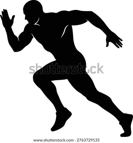 Runner Silhouette Illustration featuring muscular male sprint symbolizing speed power endurance strength and athletic competition success