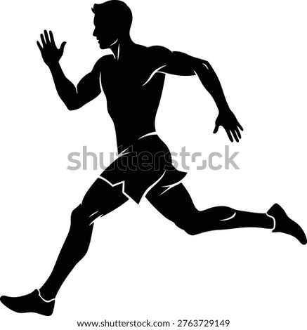 Runner Silhouette Illustration showing athletic male sprint symbolizing speed power endurance strength and athletic competition success