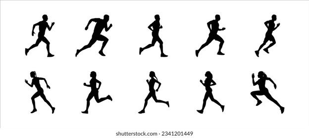 Runner Silhouette Illustration Vector Set