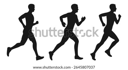 Runner silhouette men collection vector illustration. Isolated on white background. Running silhouette.