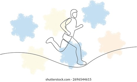 Runner Silhouette in Motion with Abstract single line running athlete