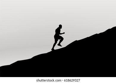 runner silhouette in mountain