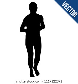 Runner silhouette on a white background, vector illustration