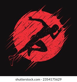 Runner silhouette with rounded brushstrokes suitable for t-shirt design