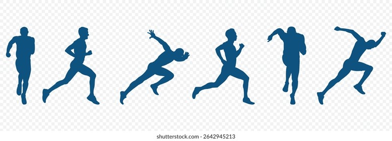 Runner silhouette set of sprinters, runners and joggers running track or jogging.   vector set of isolated silhouettes . 