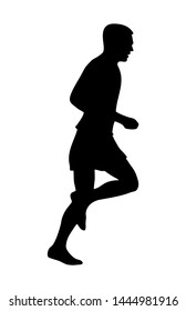 Runner silhouette. Side view. Vector black flat icon isolated on white background.