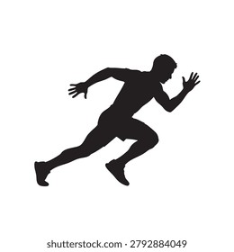runner silhouette sprinting in dynamic action pose on white