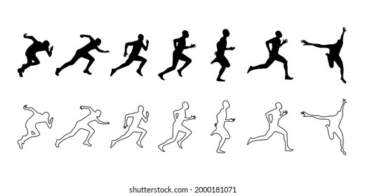 Runner silhouette vector icon illustration material black and white