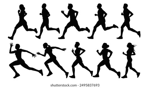 Runner silhouette vector illustration isolated black object on white background for background design.