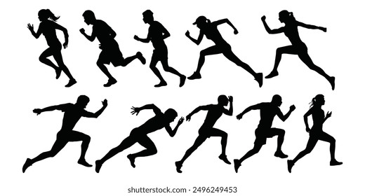 Runner silhouette vector illustration isolated black object on white background for background design.,