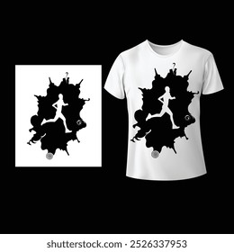 Runner Silhouetted Graphic T-Shirt Vector Design.