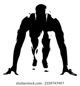 Runner silhouette.Marathon run. Jogging ink drawings