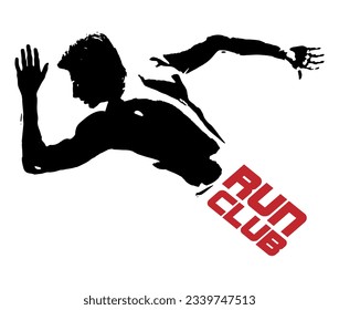 Runner silhouette.Marathon run. Jogging ink drawings