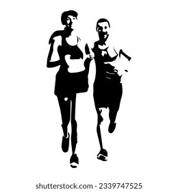 Runner silhouette.Marathon run. Jogging ink drawings