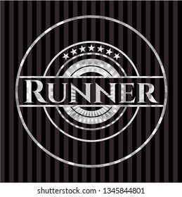 Runner silver emblem or badge