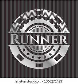 Runner silvery emblem or badge