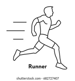 Runner Sportsman Athlete Moving Minimal Flat Line Outline Stroke Icon Pictogram