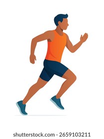 Runner Sprint Vorwärts in Orange und Blau Sportbekleidung Vektor