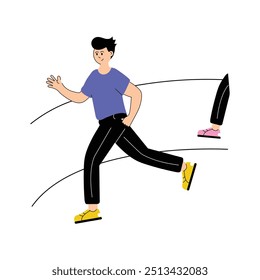 Corredor corriendo hacia la línea de meta, corriendo ilustración de competición