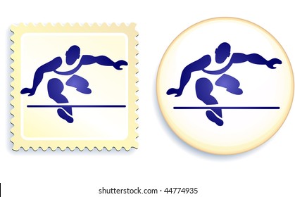 Runner Stamp and Button Original Vector Illustration