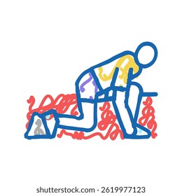 runner start doodle icon sketch vector. runner start sign. isolated symbol illustration