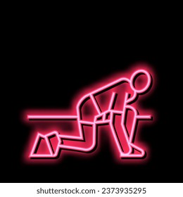 Läufer starten Neonlichtzeichen Vektor. Startzeichen des Läufers. einzelne Symbolillustration