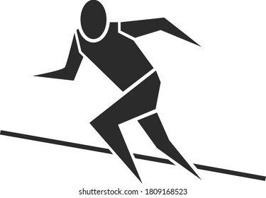 Runner starting from the start. Sportsman isolated on white background. Vector illustration.