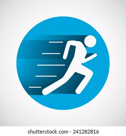 Runner stick figure icon. Vector illustration.