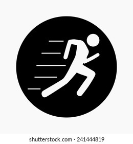 Runner stick figure icon. Vector illustration.