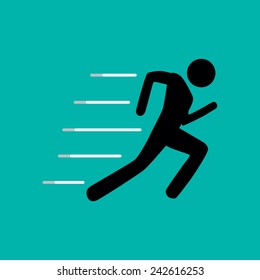 Runner stick figure icon. Vector illustration.