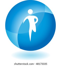 Runner stick figure isolated web icon on a background.