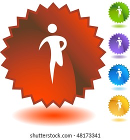 Runner stick figure isolated web icon on a background.