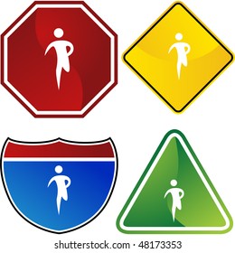 Runner stick figure isolated web icon on a background.