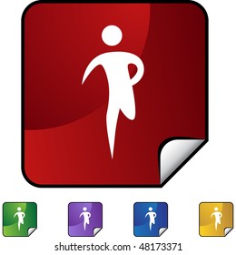 Runner stick figure isolated web icon on a background.