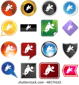 Runner stick figure isolated web icon on a background.