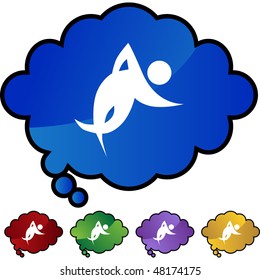 Runner stick figure isolated web icon on a background.