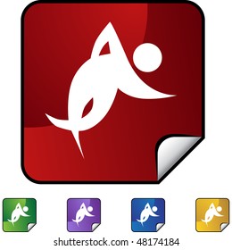 Runner stick figure isolated web icon on a background.
