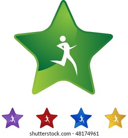 Runner stick figure isolated web icon on a background.