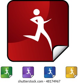 Runner stick figure isolated web icon on a background.