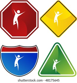 Runner stick figure isolated web icon on a background.