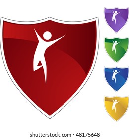 Runner stick figure isolated web icon on a background.