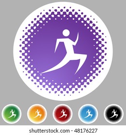 Runner stick figure isolated web icon on a background.