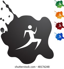 Runner stick figure isolated web icon on a background.