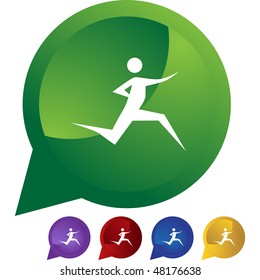 Runner stick figure isolated web icon on a background.
